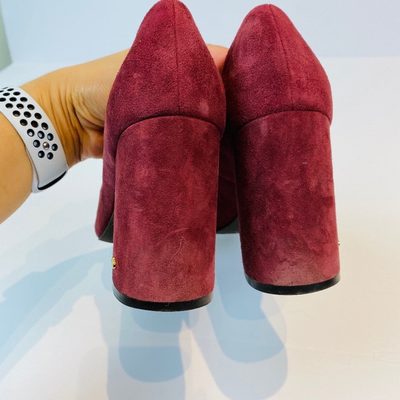 Cole Haan Alanna II Burgundy Suede Chunky Pumps - Picture 6 of 8
